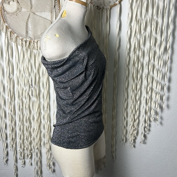 Ted Baker Silver Metallic Off The Shoulder TOp Size 2/M - Picture 3 of 9